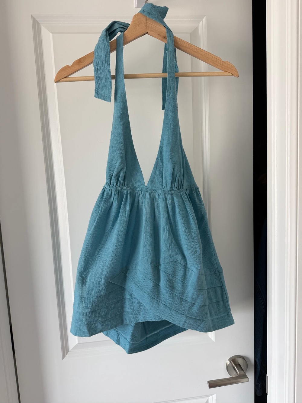 BCBGeneration Dusty Surf Color Halter Top V-Neck Tie
